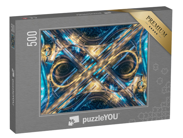 puzzle 500 dílků „Letecký pohled na silniční dopravu v thajském městě“