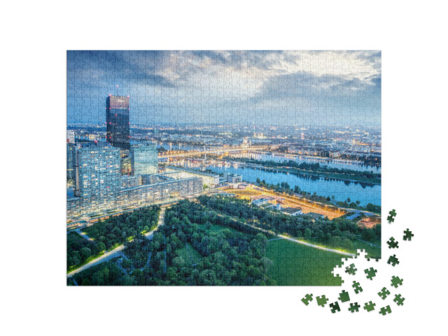 puzzle 1000 dílků „Noční panorama Vídně, Rakousko“
