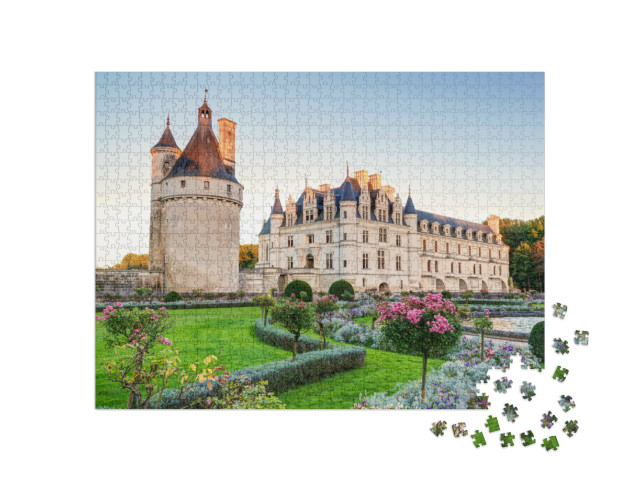 puzzle 1000 dílků „Chateau de Chenonceau večer, Údolí Loiry, Francie“
