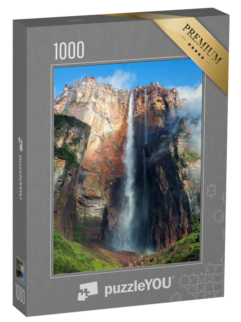 puzzle 1000 dílků „Nejvyšší vodopád na světě: Angel Falls neboli Salto Angel, 978 m, Venezuela“