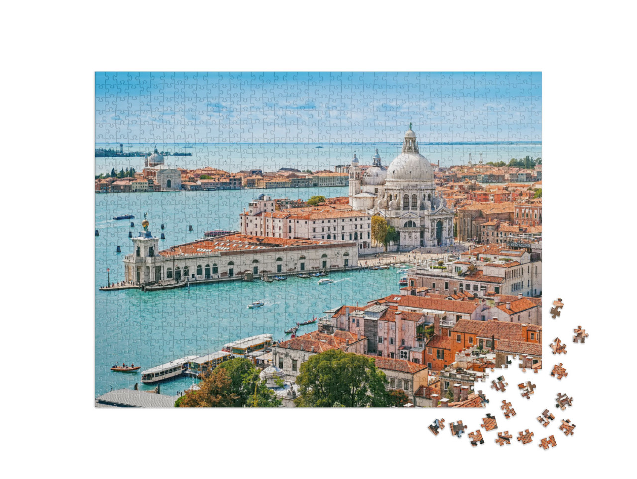 puzzle 1000 dílků „Letecký pohled na baziliku Santa Maria della Salute v Benátkách, Itálie“