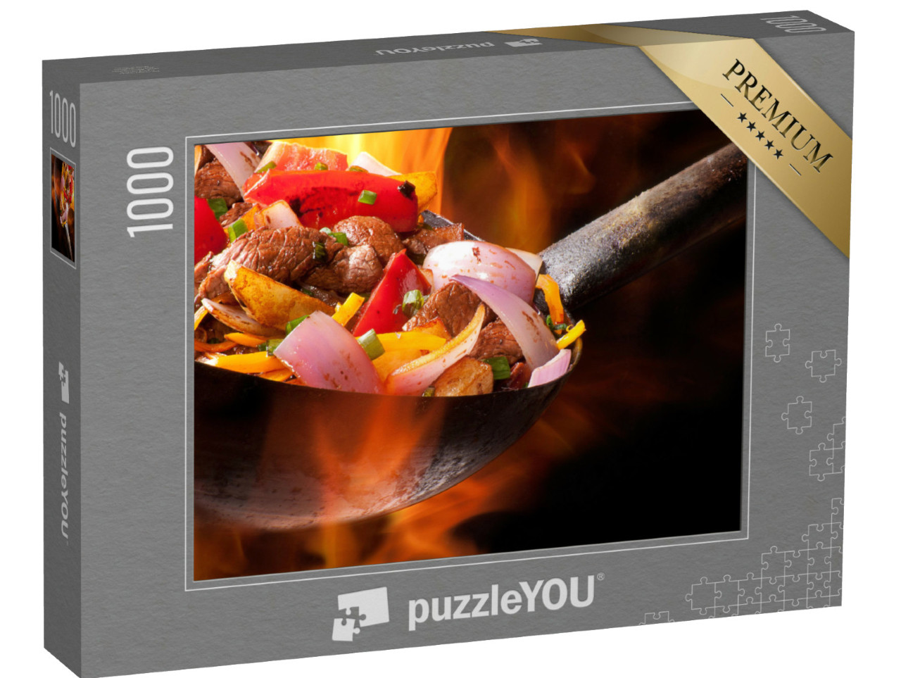 puzzle 1000 dílků „Maso a zelenina připravené ve woku“