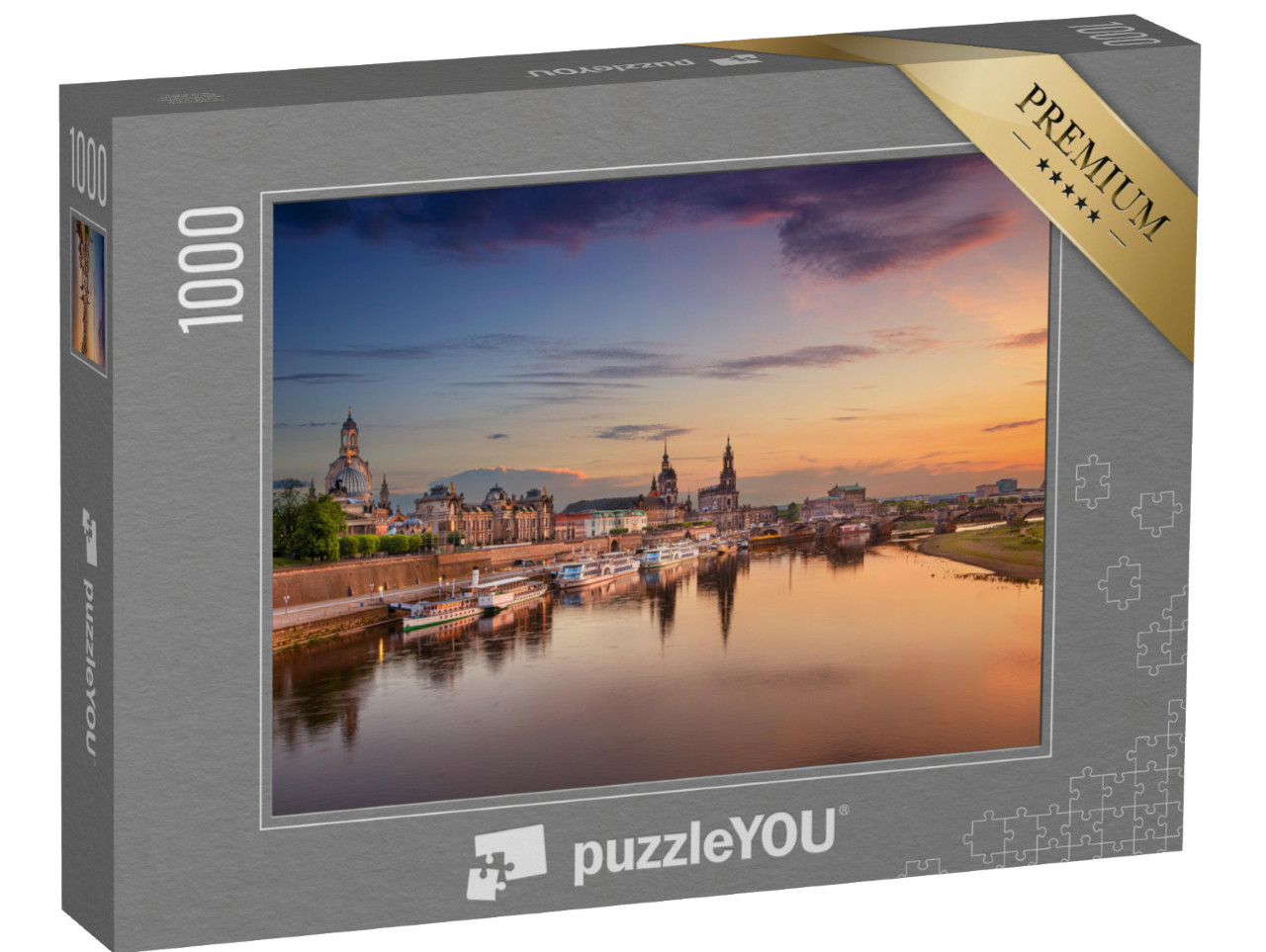 puzzle 1000 dílků „Krásný pohled na večerní Drážďany, Německo“