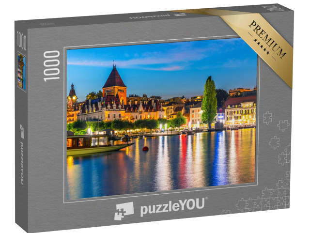 puzzle 1000 dílků „Letní noc nad starým městem Lausanne, Švýcarsko“