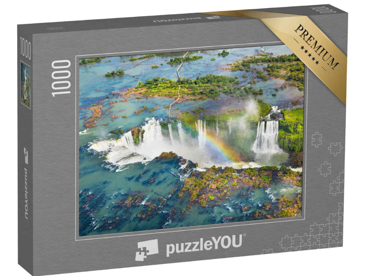 puzzle 1000 dílků „Přírodní zázraky: vodopády Iguazu z helikoptéry, Brazílie“