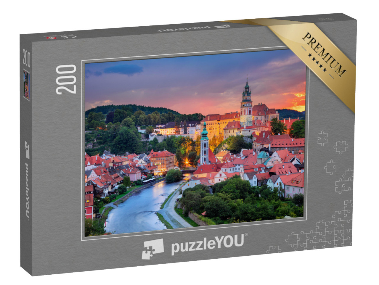 puzzle 200 dílků „Český Krumlov při západu slunce, Česká republika“