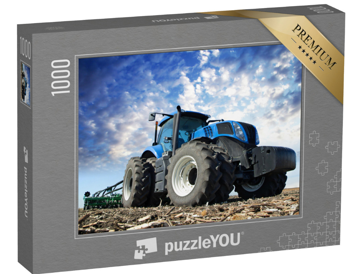 puzzle 1000 dílků „Zemědělské stroje při práci: Traktor na poli“