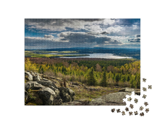 puzzle 1000 dílků „Vodní nádrž Přísečnice, Krušné hory, Česká republika“