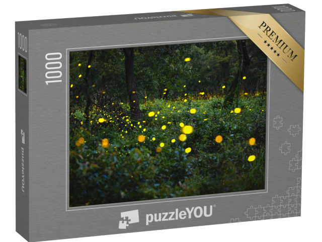 puzzle 1000 dílků „Abstrakt Mnoho světlušek létajících v lese. Jedle“