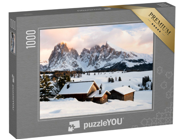 puzzle 1000 dílků „Alpe di Suisi v zimě, Dolomity, Itálie“