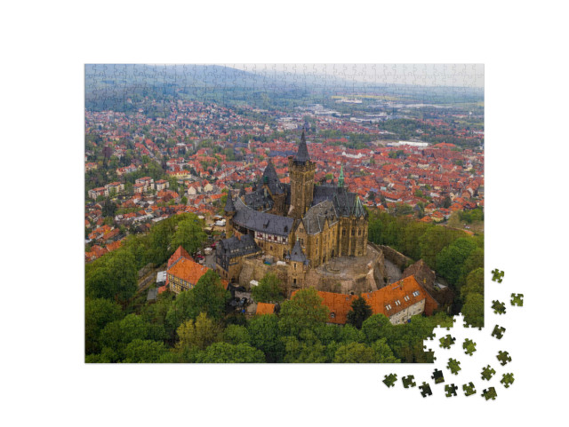 puzzle 1000 dílků „Zámek Wernigerode v pohoří Harz“