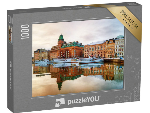 puzzle 1000 dílků „Pohled na centrum Stockholmu za svítání“