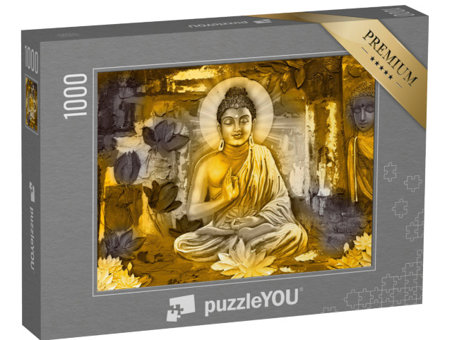 puzzle 1000 dílků „3D ilustrace s Buddhou a květinami“