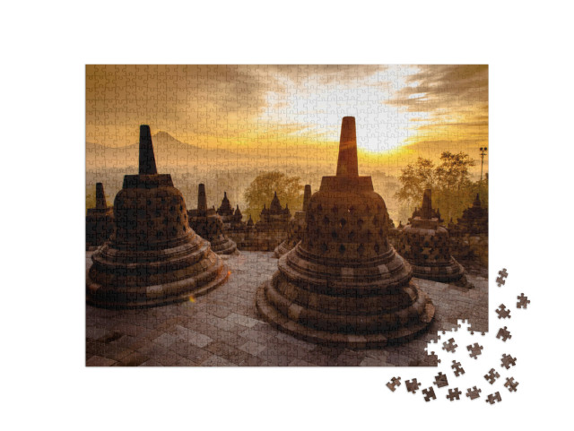 puzzle 1000 dílků „Nad chrámem Borobudur, Yogyakarta, Jáva, Indonésie“