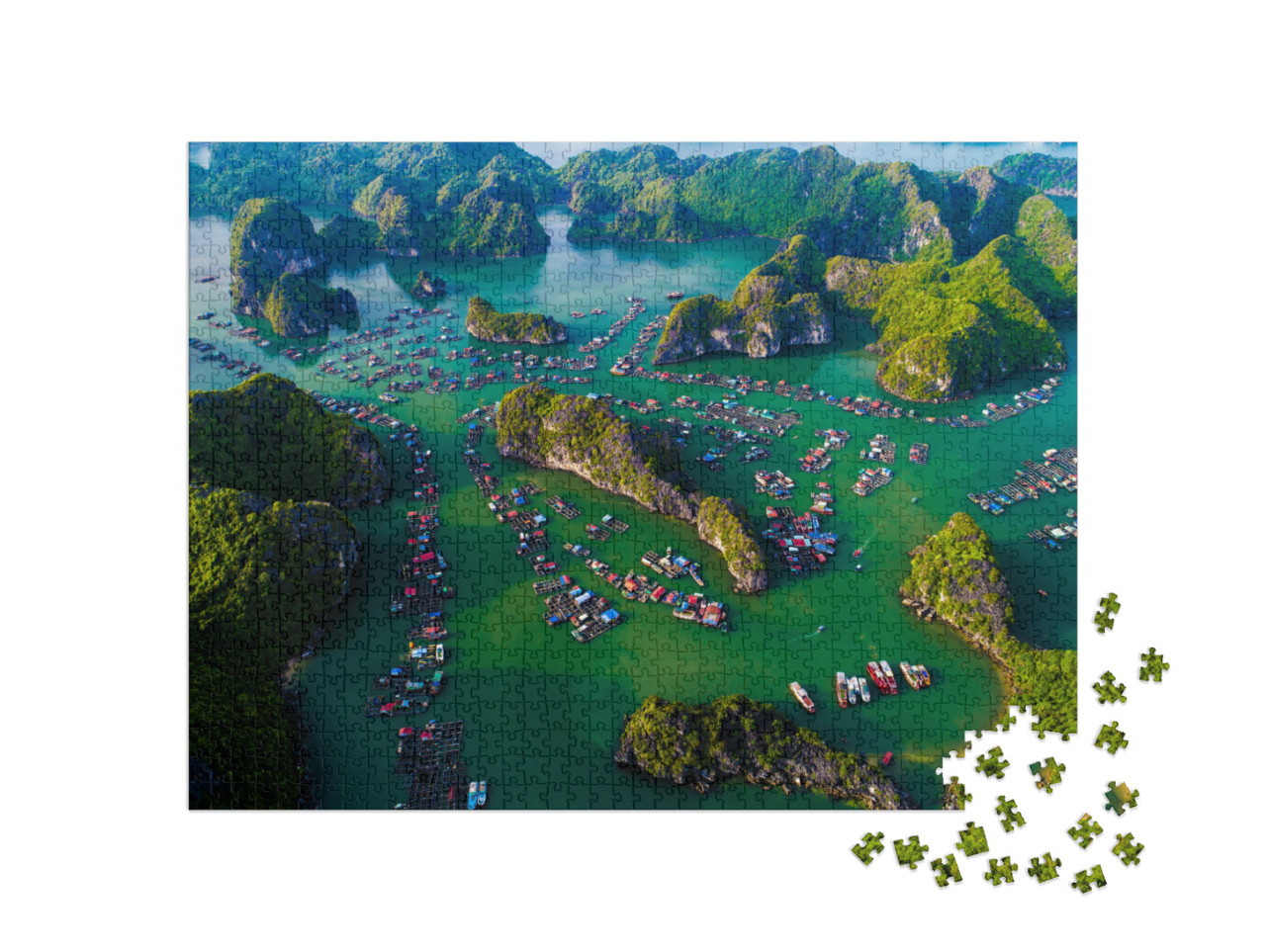 puzzle 1000 dílků „Ostrov Cat Ba shora, záliv Lan Ha, Hai phong, Vietnam“
