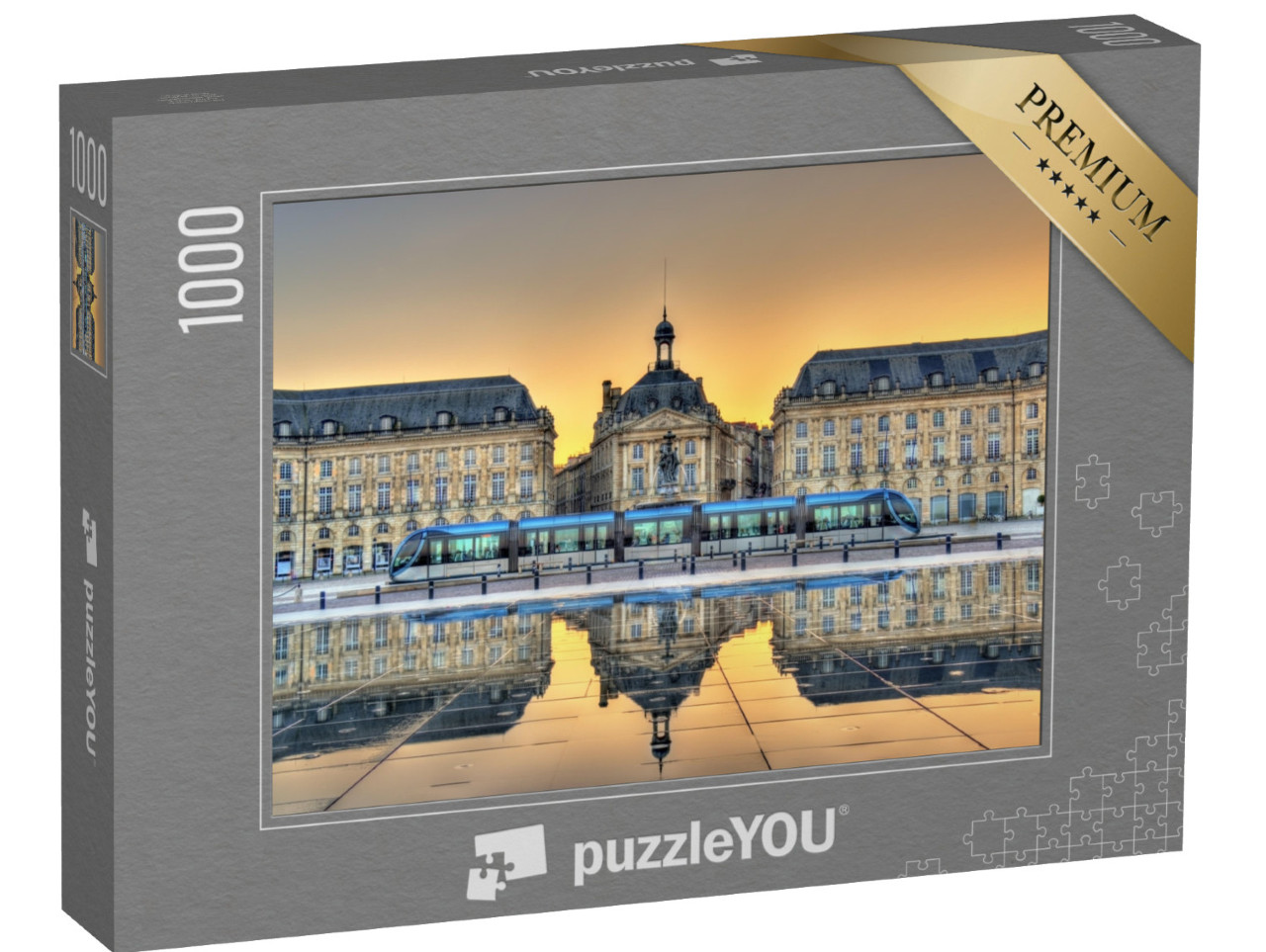 puzzle 1000 dílků „Place de la Bourse v odrazu od vodní hladiny v Bordeaux - Francie, Gironde“