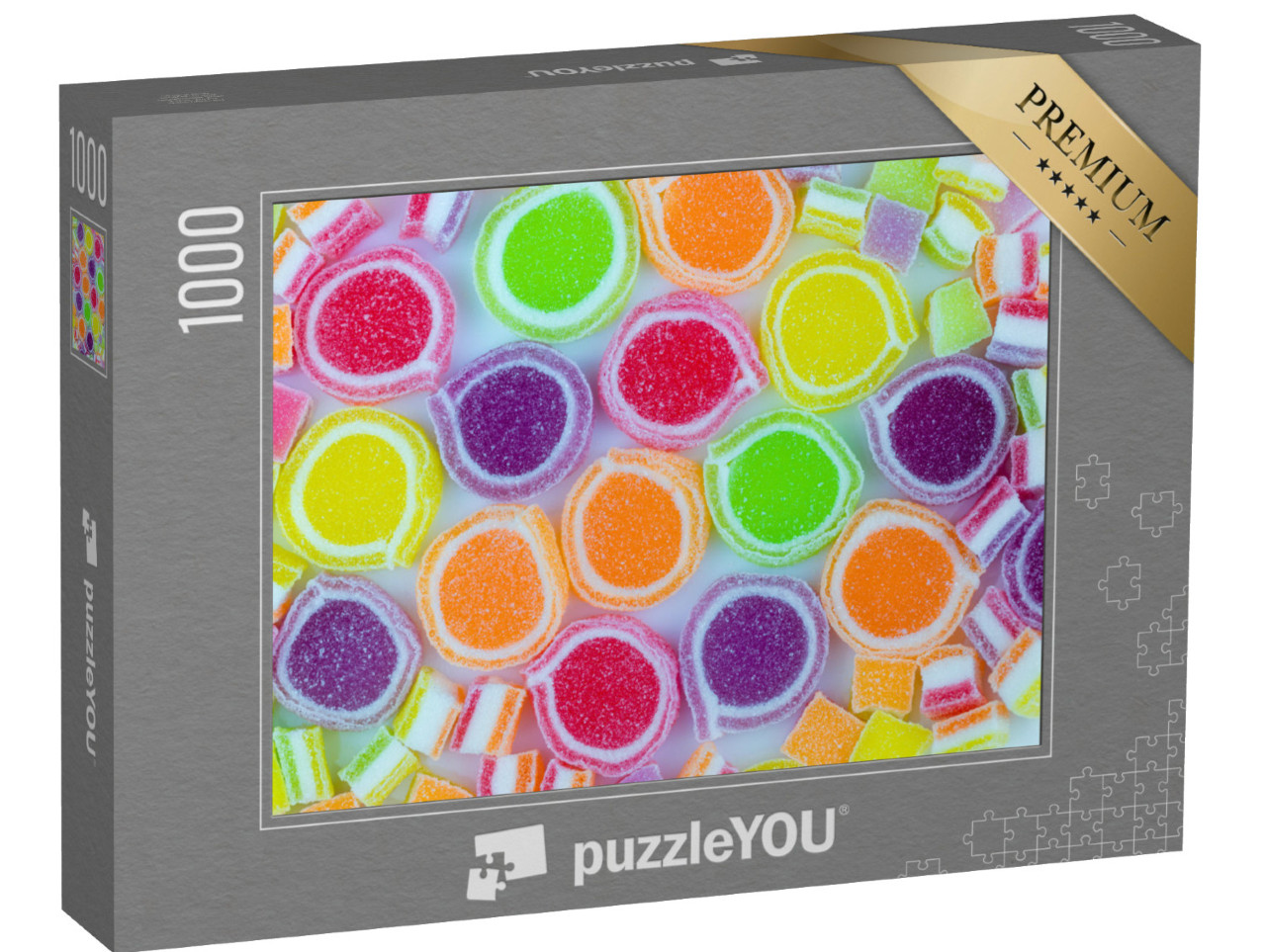 puzzle 1000 dílků „Sladké jako cukr: šťavnaté, barevné želé bonbony“
