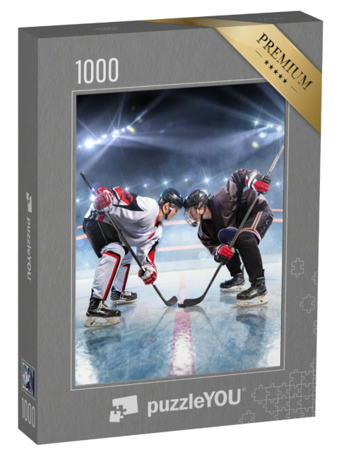 puzzle 1000 dílků „Hráč ledního hokeje zahajuje zápas“
