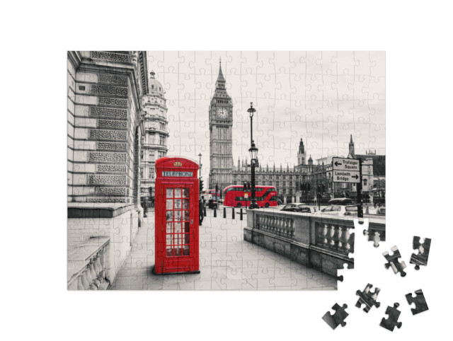 puzzle 200 dílků „Červená telefonní budka, Londýn, Anglie“