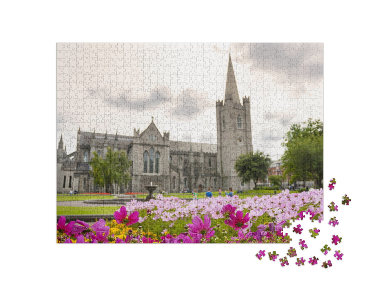 puzzle 1000 dílků „Krásná zahrada katedrály svatého Patrika, Dublin, Irsko“