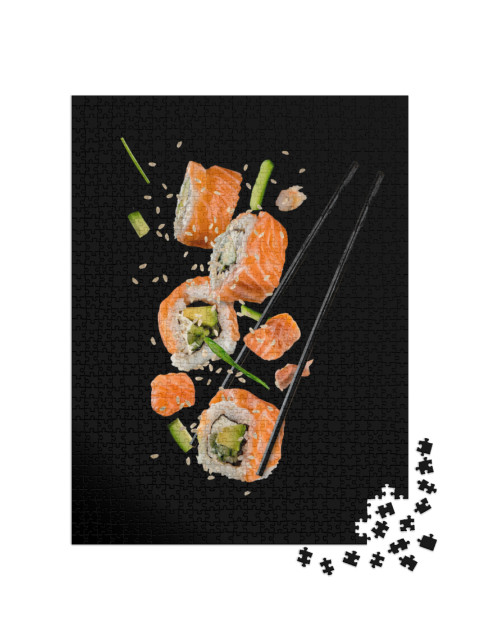 puzzle 1000 dílků „Sushi rolky mezi hůlkami“