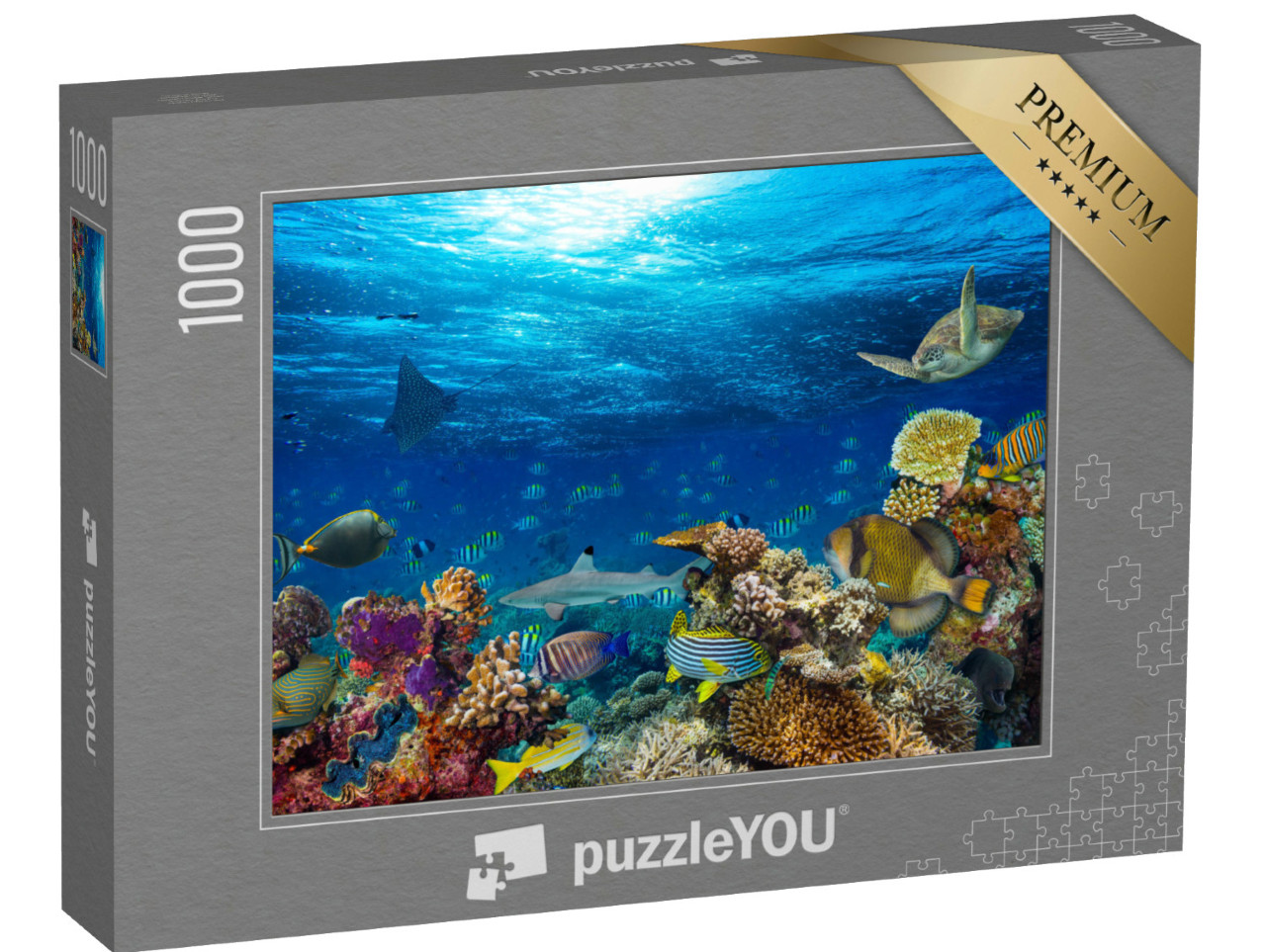 puzzle 1000 dílků „Modrý oceán a barevný podmořský svět“