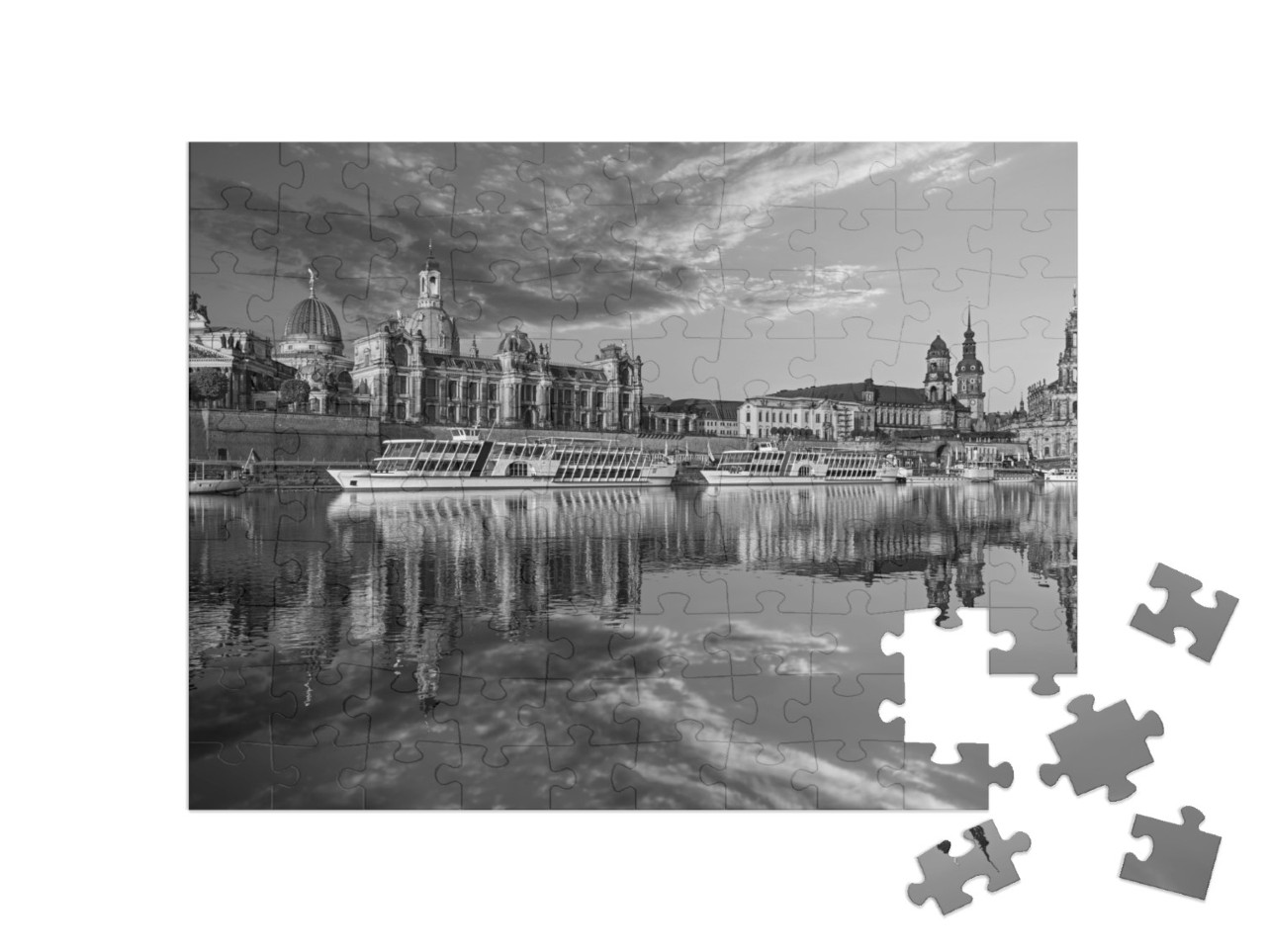 puzzle 100 dílků „Panorama Drážďan na Labi a Augustově mostě“