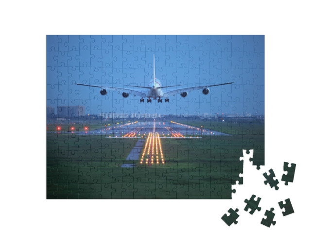 puzzle 200 dílků „Přistání osobního letadla v cílové destinaci“