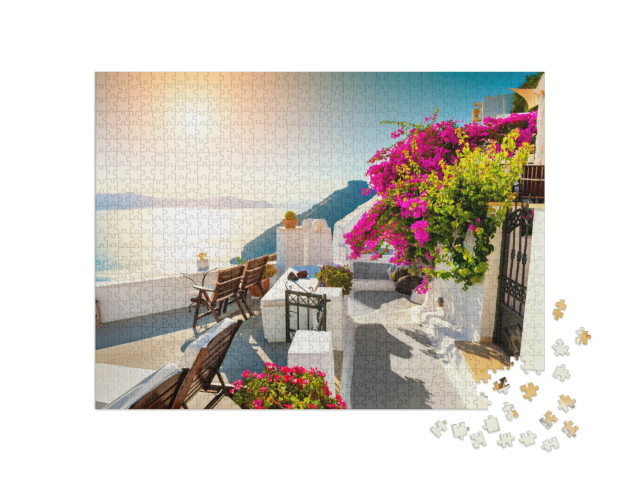 puzzle 1000 dílků „Západ slunce na Santorini, Řecko“