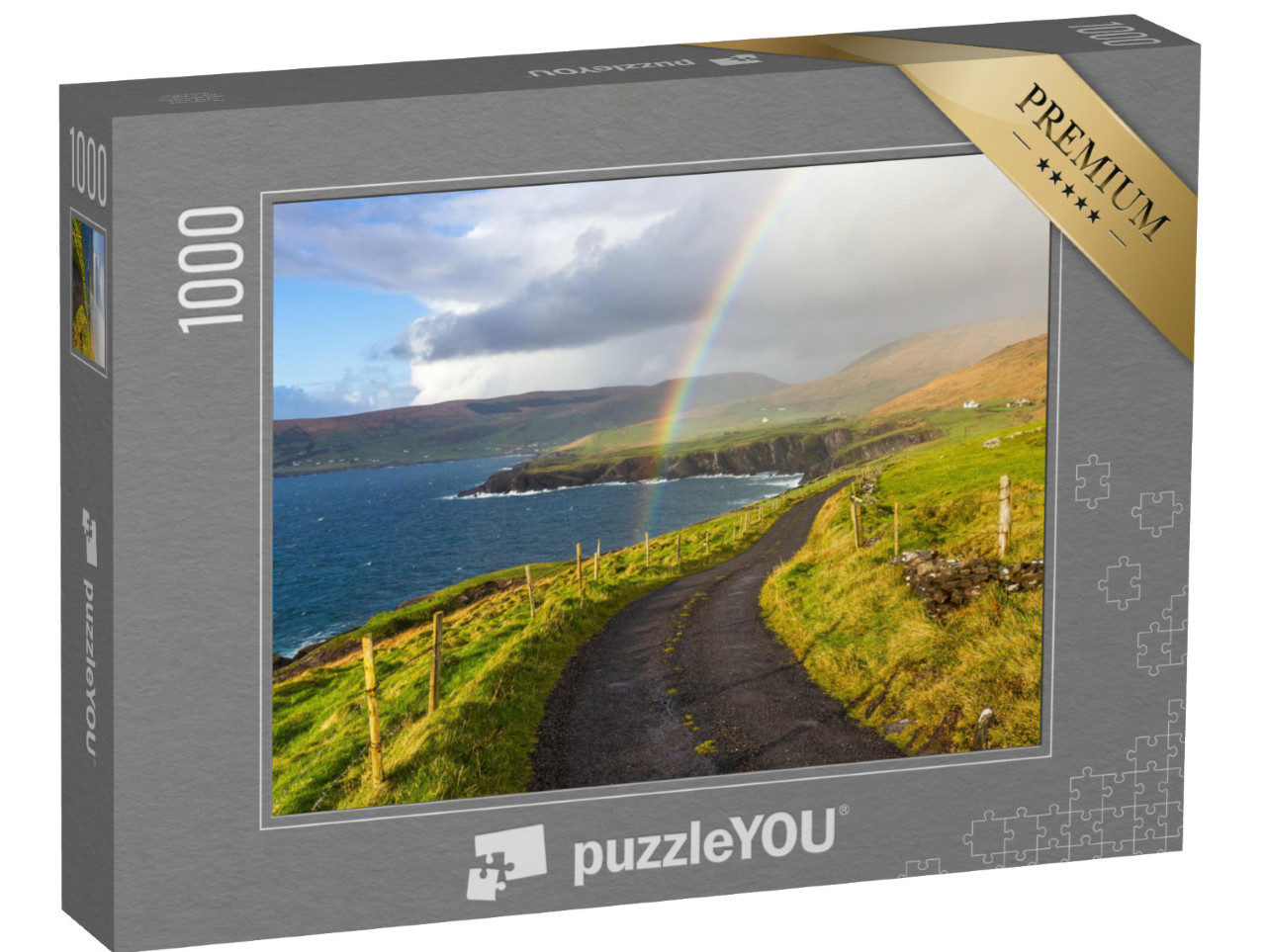 puzzle 1000 dílků „Krajina Irska s krásnou duhou“