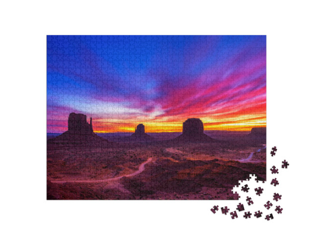 puzzle 1000 dílků „Východ slunce nad Monument Valley v Arizoně, USA“