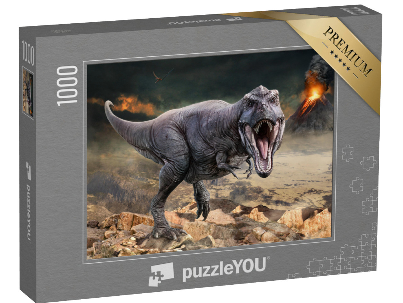 puzzle 1000 dílků „3D ilustrace tyranosaura rexe“