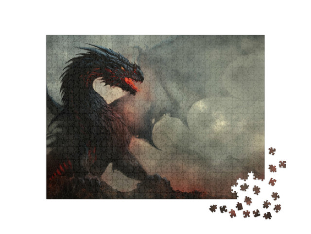 puzzle 1000 dílků „Drak s černými křídly“
