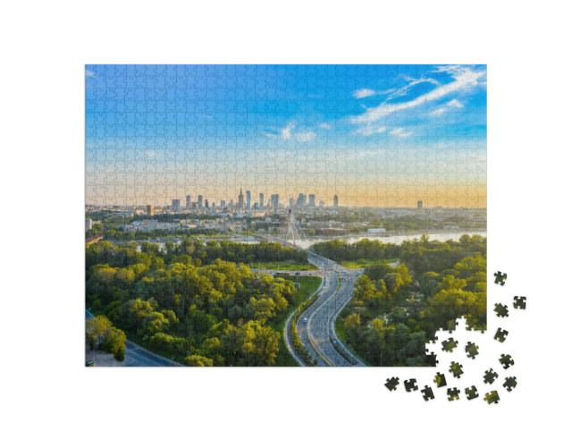 puzzle 1000 dílků „Panorama Varšavy, Polsko“