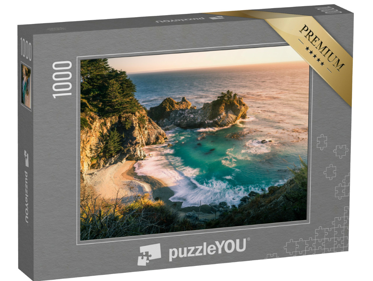 puzzle 1000 dílků „Západ slunce, Big Sur na Kalifornské státní silnici 1“