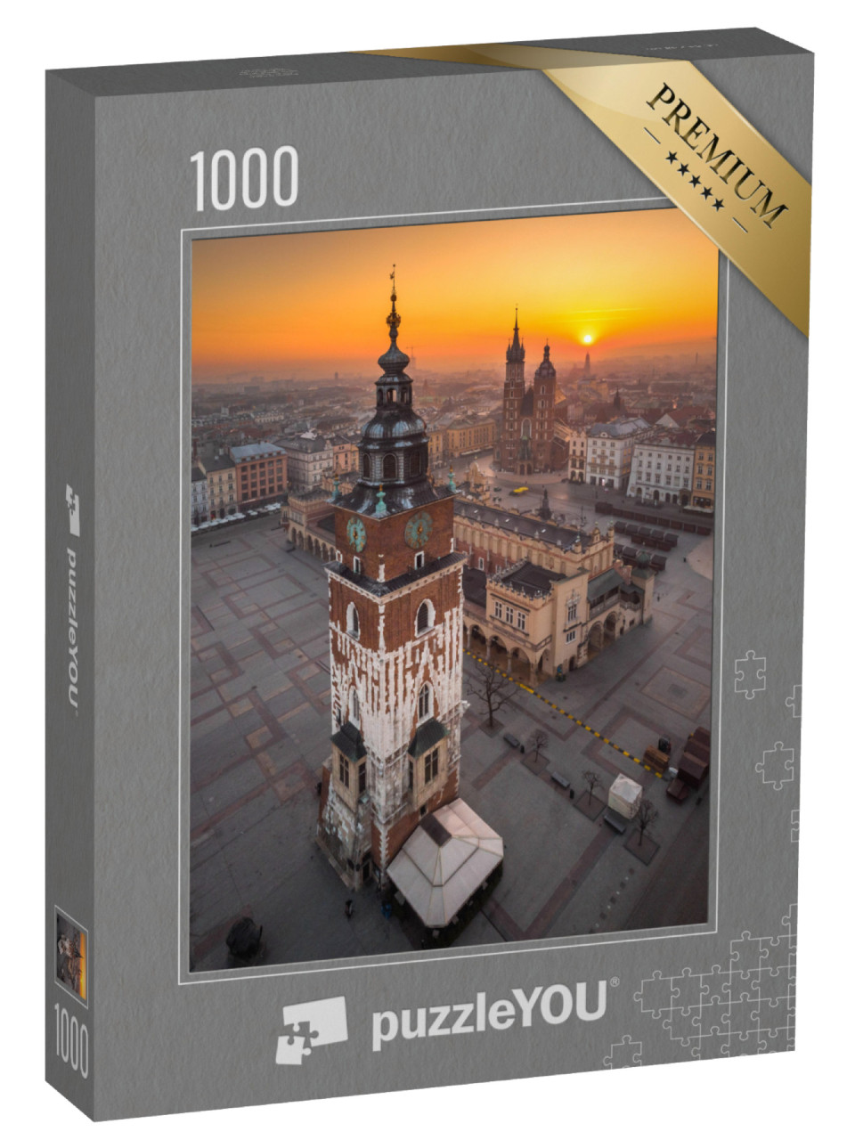 puzzle 1000 dílků „Letecký pohled na krakovské tržiště při východu slunce“