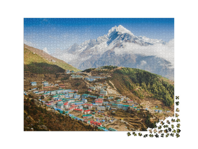 puzzle 2000 dílků „Pohled na horskou vesnici Namche Bazar, Himálaj, Nepál“
