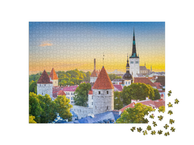 puzzle 1000 dílků „Panorama města Tallinn, Estonsko“