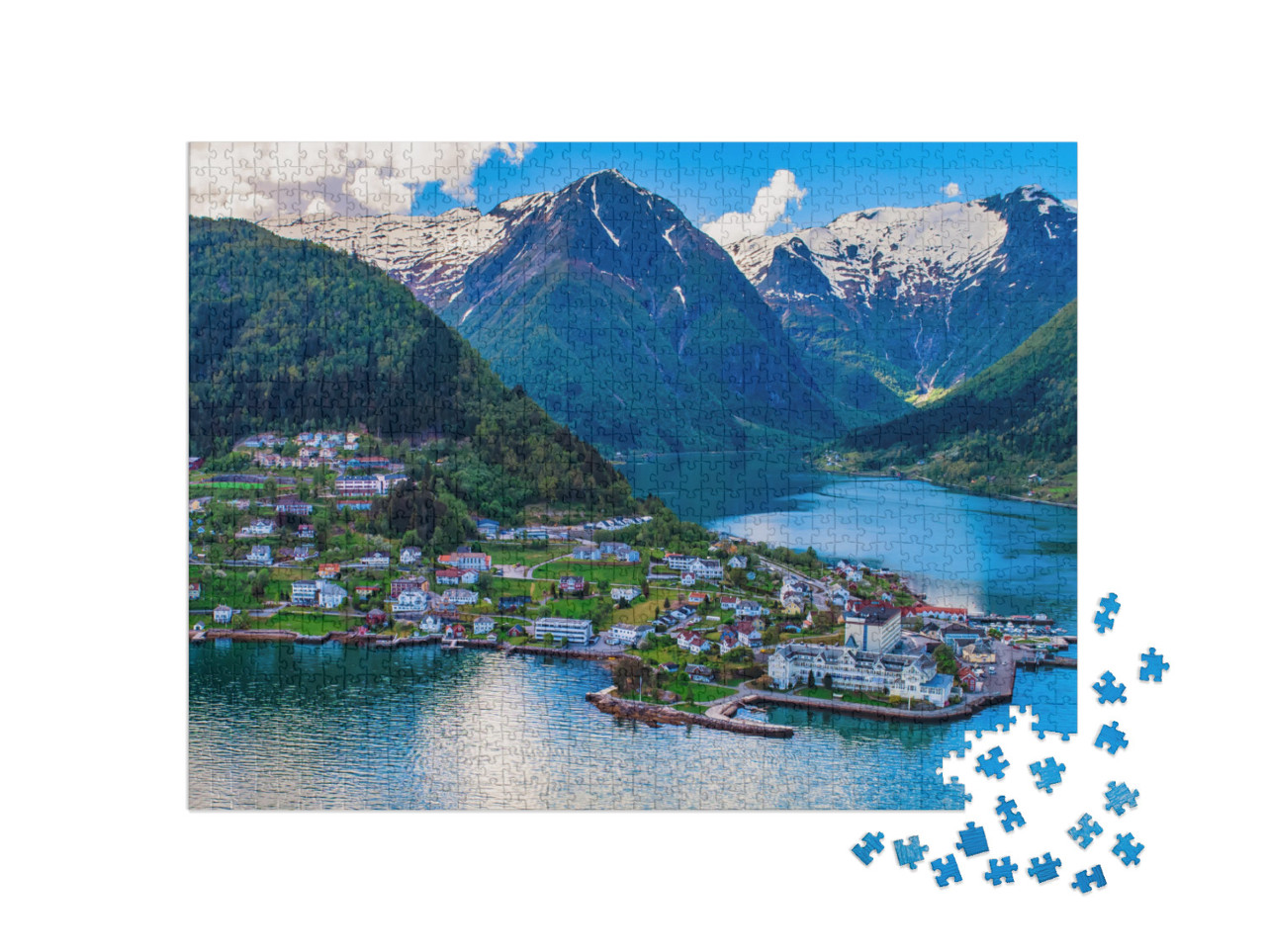 puzzle 1000 dílků „Balestrand, město v regionu Sogn og Fjordane, Norsko“