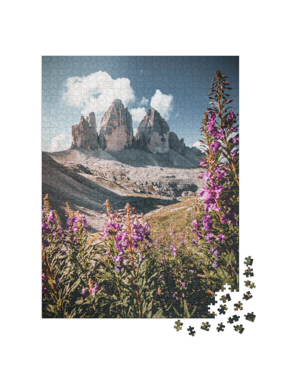 puzzle 1000 dílků „Dolomitské Alpy, Tři vrcholy, Jižní Tyrolsko, Itálie“