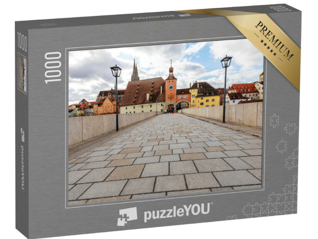 puzzle 1000 dílků „Starobylý kamenný most pro pěší, Regensburg, Německo“