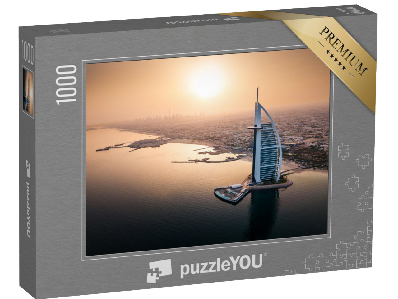 puzzle 1000 dílků „Dubajské panorama u moře s luxusním hotelem“