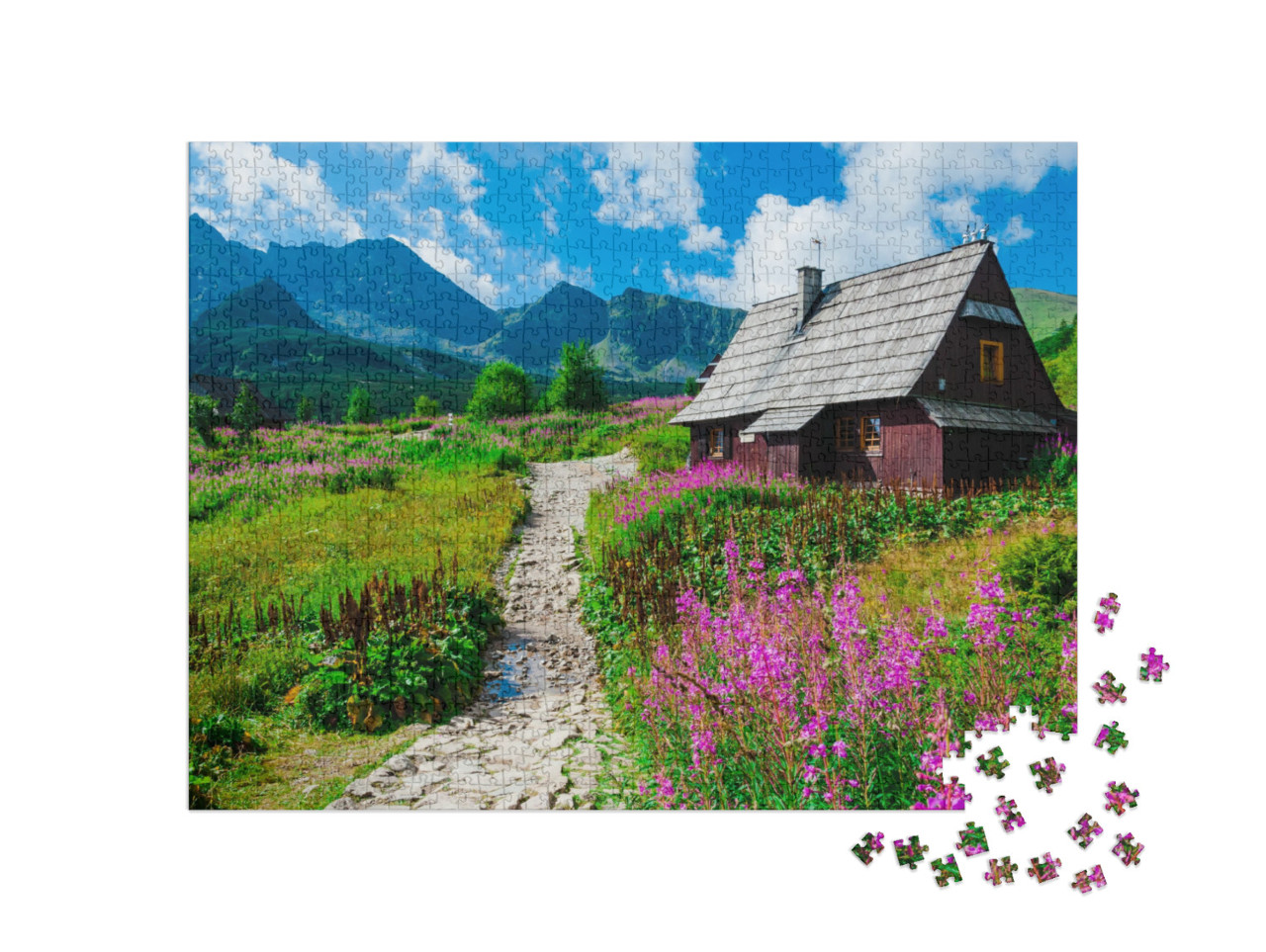 puzzle 1000 dílků „Horská chata v Tatrách“