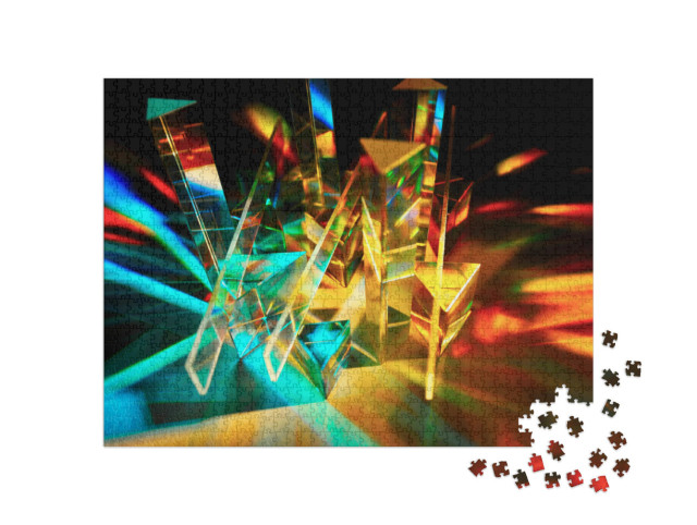 puzzle 1000 dílků „Trojúhelníkový hranol z barevného skla“