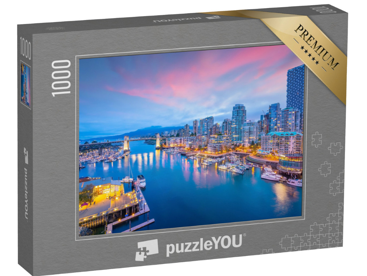 puzzle 1000 dílků „Pohled na panorama Vancouveru při západu slunce“