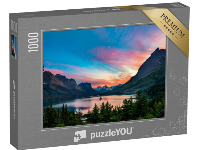 puzzle 1000 dílků „Západ slunce nad jezerem St Mary“