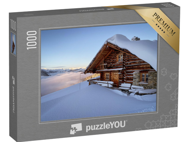 puzzle 1000 dílků „Horská chata v lyžařské oblasti Saalbach Hinterglemm v rakouských Alpách“