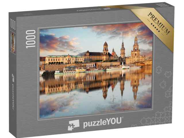 puzzle 1000 dílků „Panorama starého města Drážďan přes Labe“