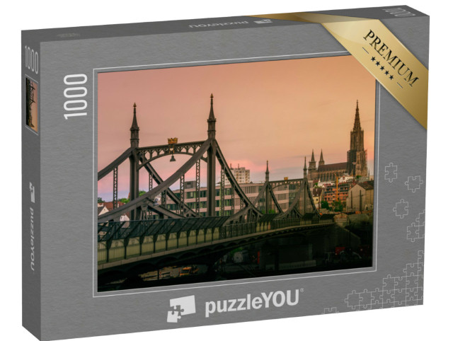 puzzle 1000 dílků „Neutorský most a Ulmský kostel při západu slunce“