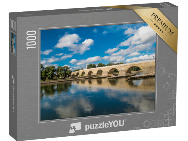 puzzle 1000 dílků „Regensburg s Dunajem a kamenným mostem“